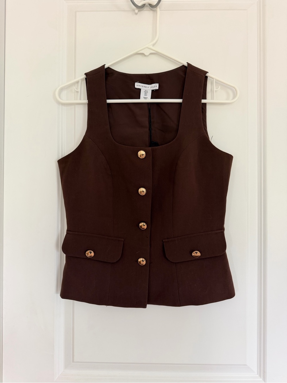 Sincerely Jules Chocolate Brown Classic Vest